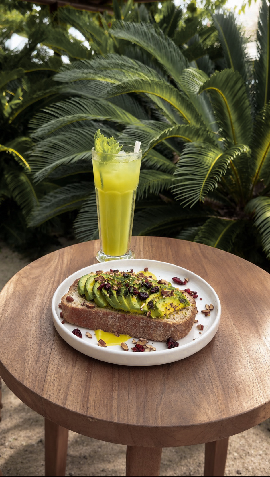 Avocado toast and fresh green juice
